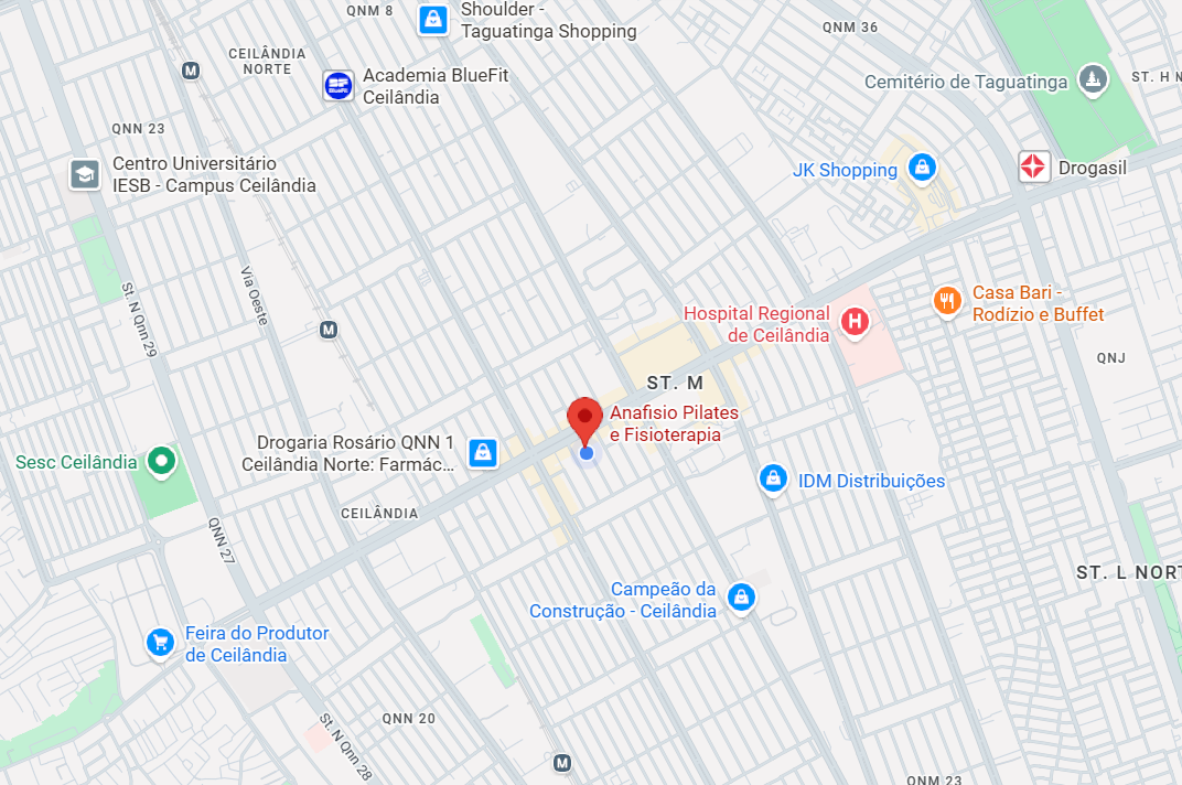 Mapa indicando a localização da clínica AnaFisio